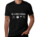 Cute Im A Simple Woman Coffee Dog Paw Wine And Flip Flops  Stretchy T-Shirt