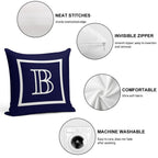 Navy Blue White Monogram B In A Square Soft High-Density Material Throw Pillow