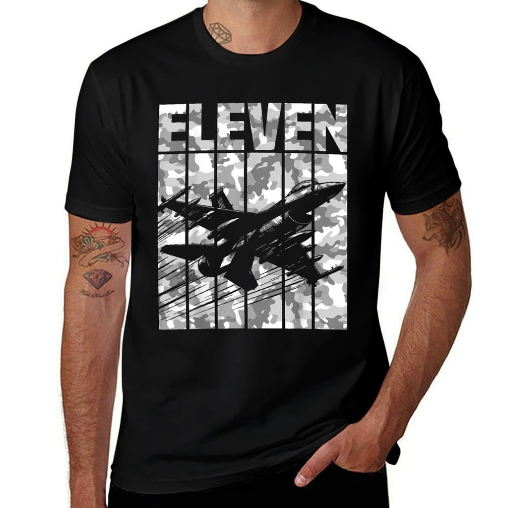 Military Fighter Jet Camo Eleven Year Old Boys 11th Birthday  Summer-ready Fabric T-Shirt