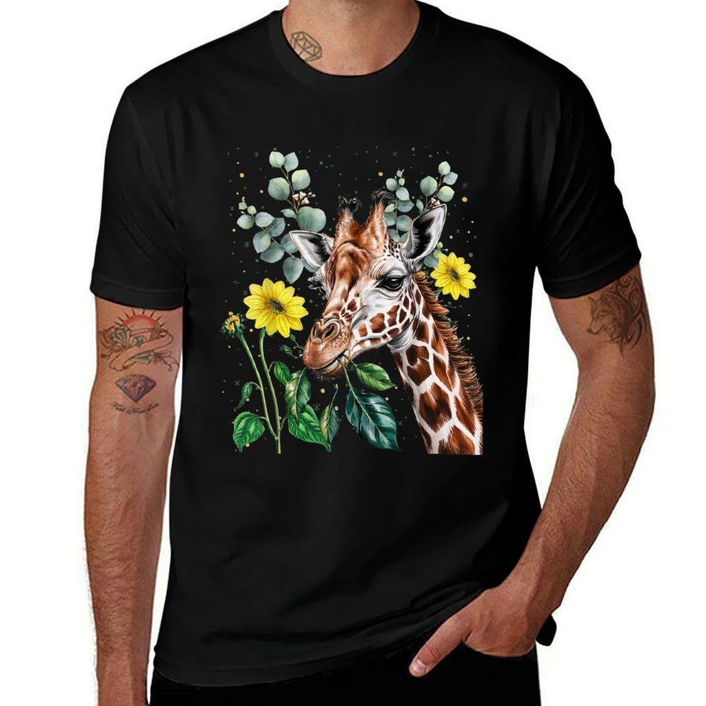 Giraffe Outfit Idea For Women Novelty Botanical Themed  Stretchy T-Shirt