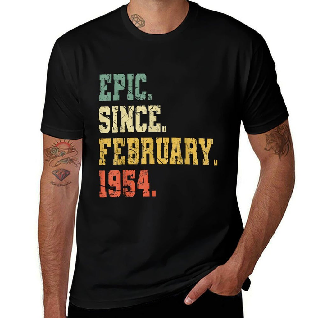 Funny 70 Years Old Vintage February 1954 Retro 70th Birthday  Cotton T-Shirt