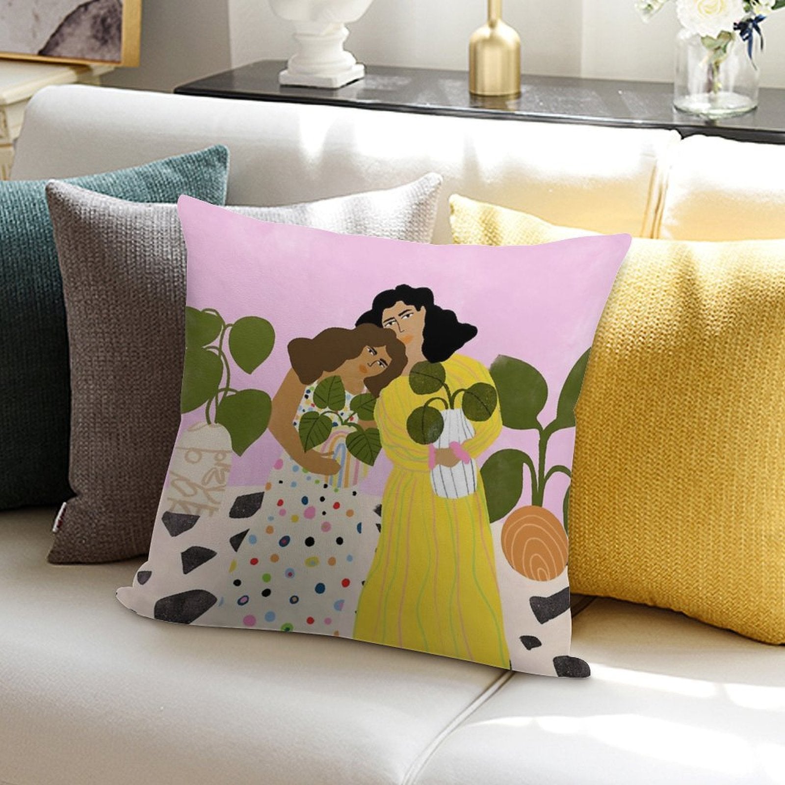 No Thanks, We Have Plants Soft Shrink-Resistant Throw Pillow