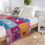 Colorful Smiling Faces Patchwork Pattern – Fun & Cheerful Design Versatility Throw Blanket