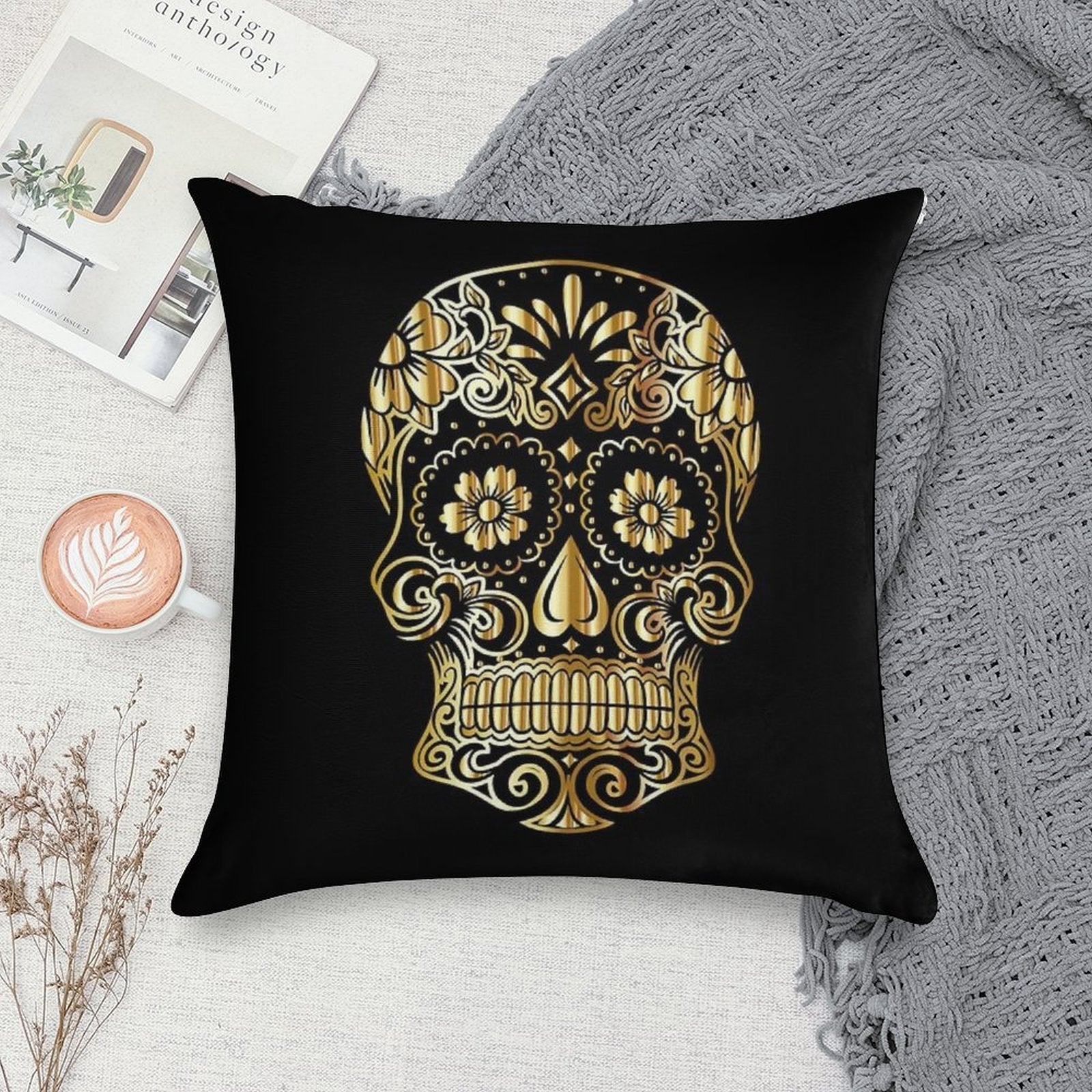 Mexican Skull Soft Luxury Feel Throw Pillow