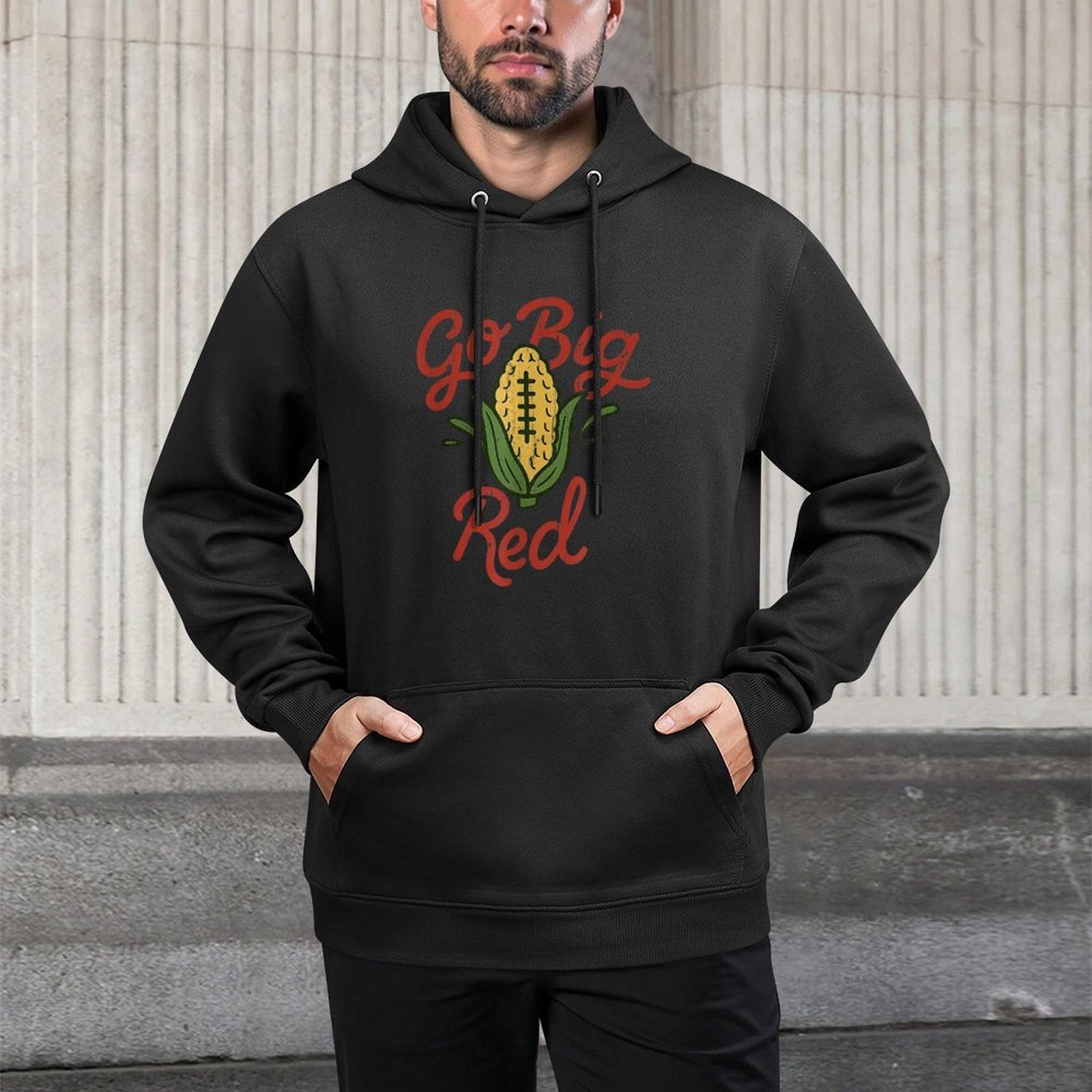 Go Big Red, Funny Corn Adjustable Hood Hoodie
