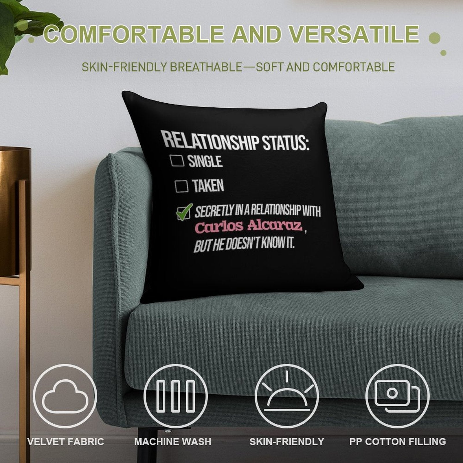 Relationship with Carlos Alcaraz Soft Ultra-Soft Texture Throw Pillow