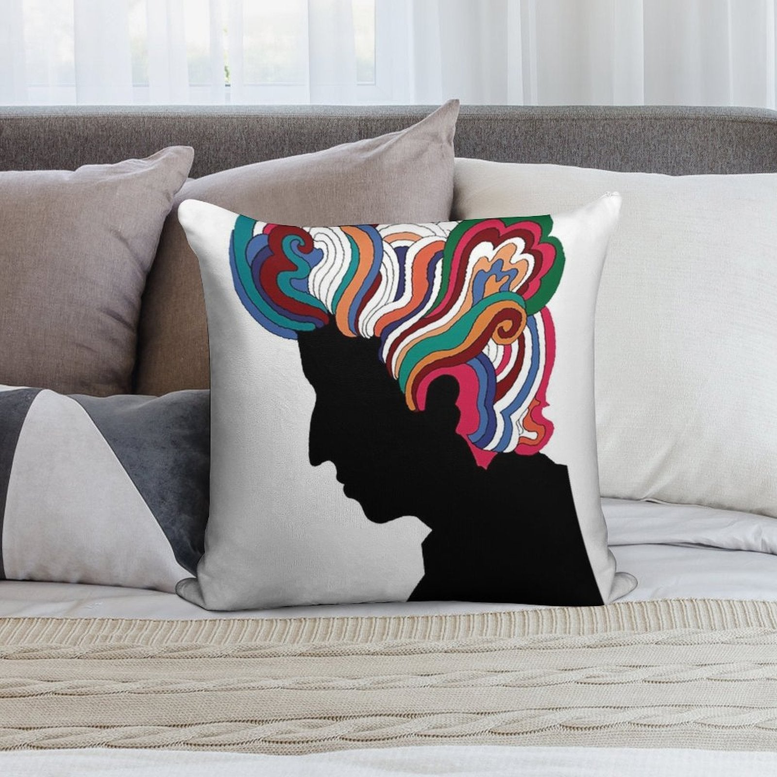 Rainbow Hair of Dylan Soft Decorative Cover Throw Pillow