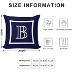 Navy Blue White Monogram B In A Square Soft High-Density Material Throw Pillow