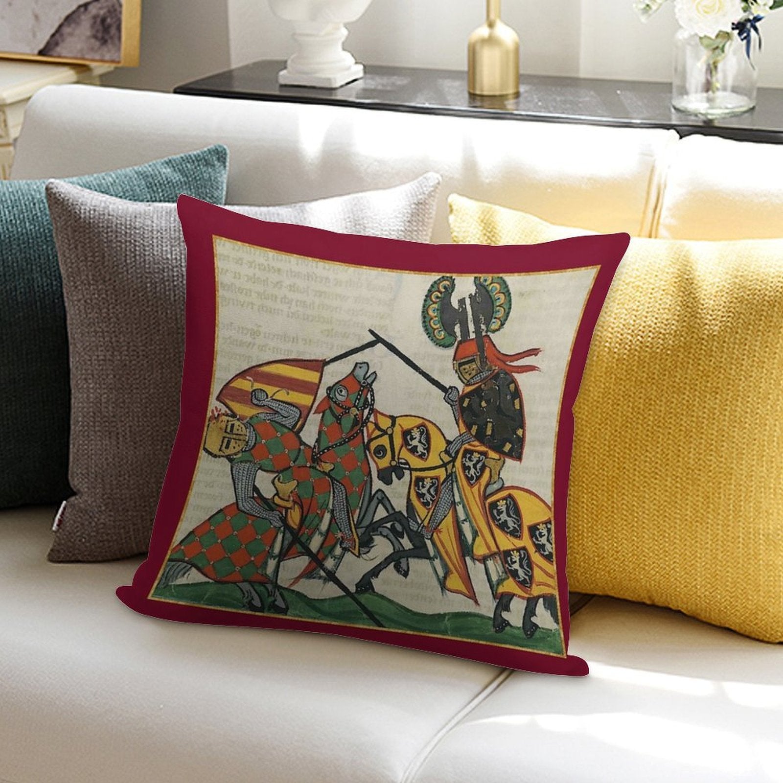 The Joust Medieval Illumination Soft Anti-Pilling Throw Pillow