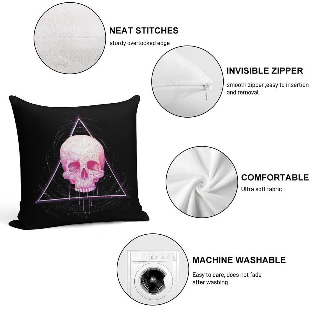 Skull in Triangle on Black Soft Warmth Comfort Throw Pillow