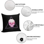 Skull in Triangle on Black Soft Warmth Comfort Throw Pillow