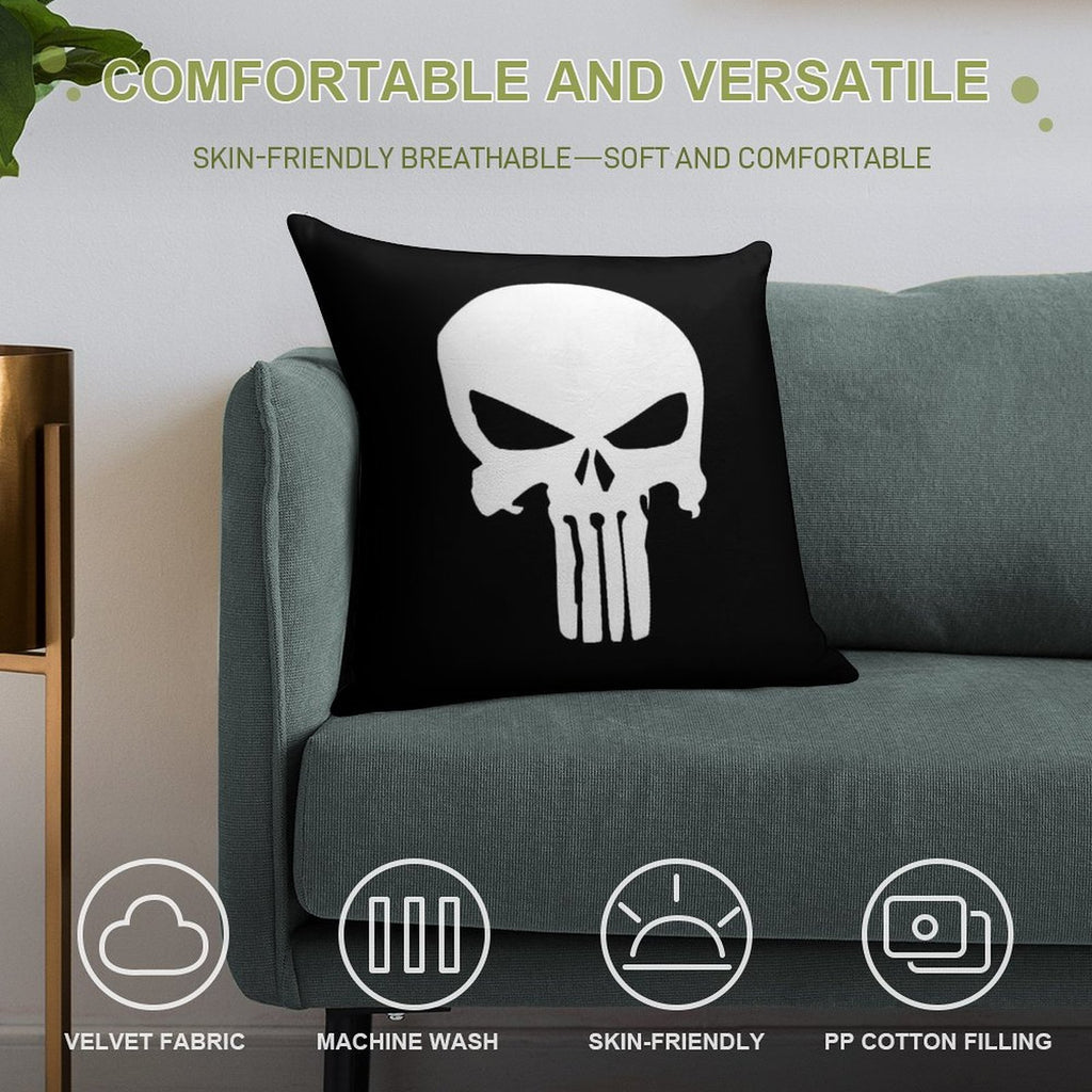 Punisher Skull Inspired Soft Reinforced Edging Throw Pillow