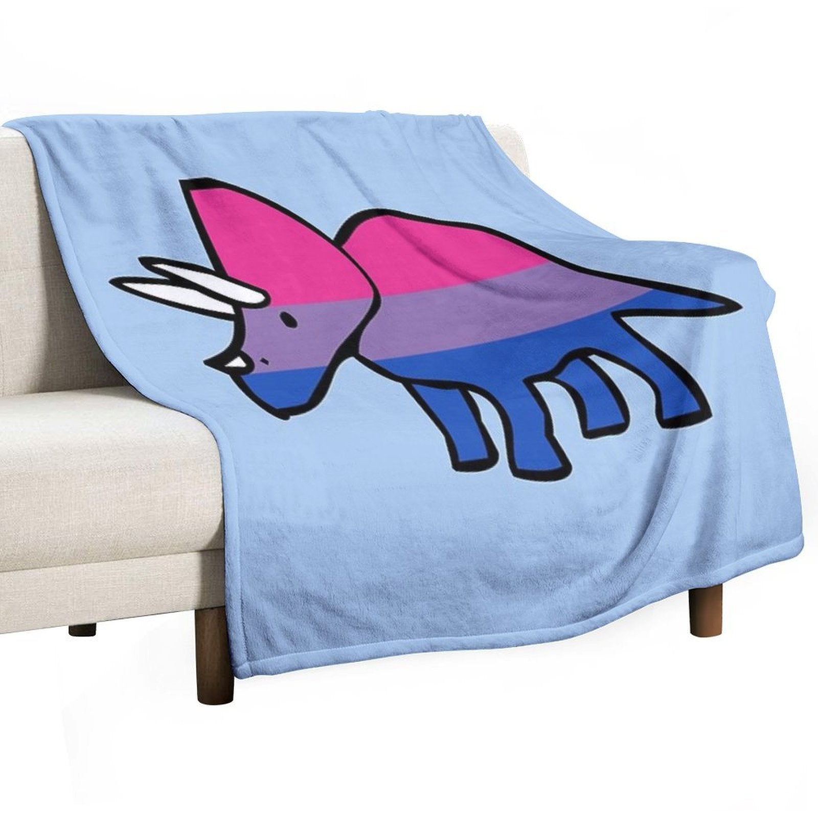 Biceratops (Bisexual Triceratops) Plush Throw Blanket