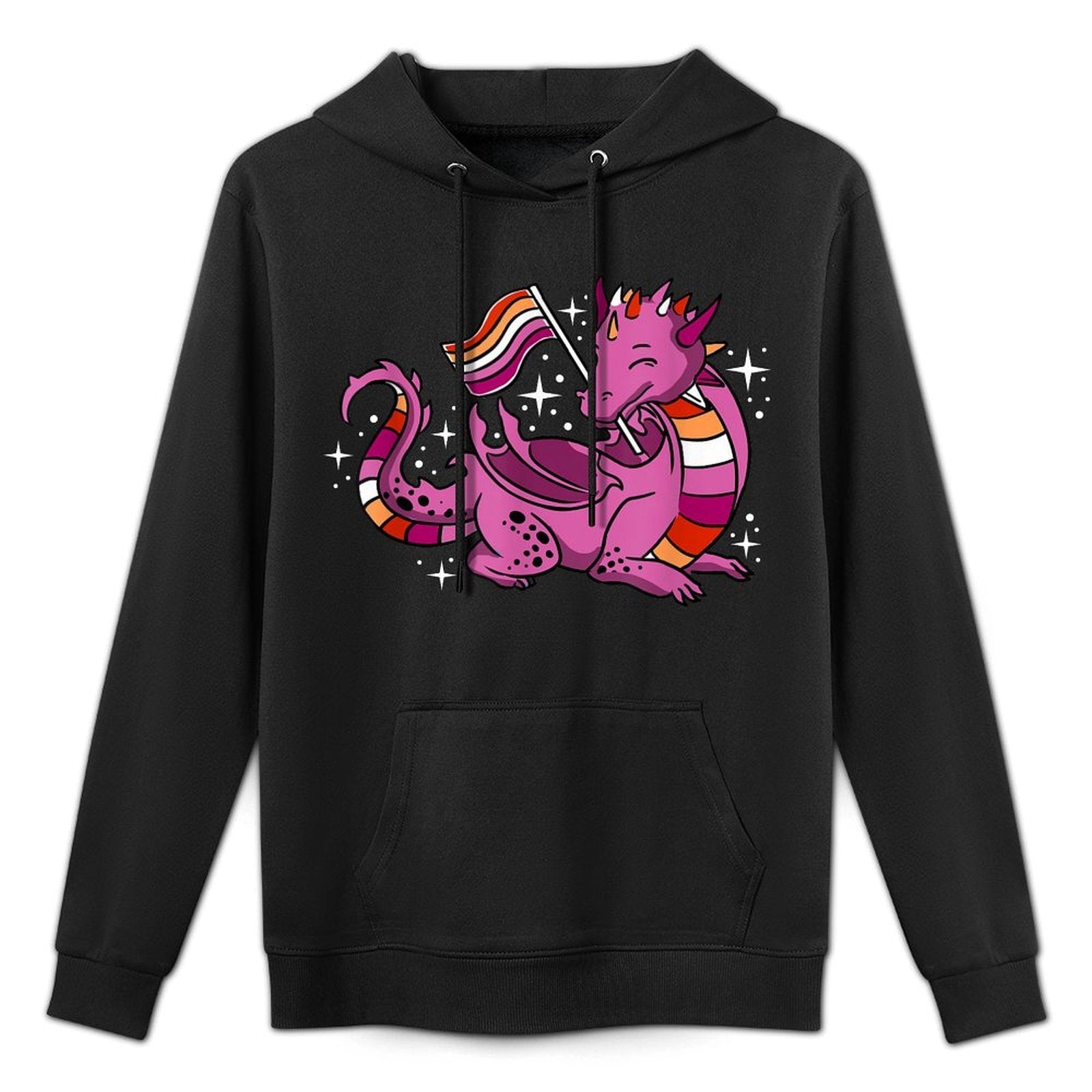 Lesbian Dragon Orange Pink Lesbian Pride Cotton-Polyester Blend Hoodie