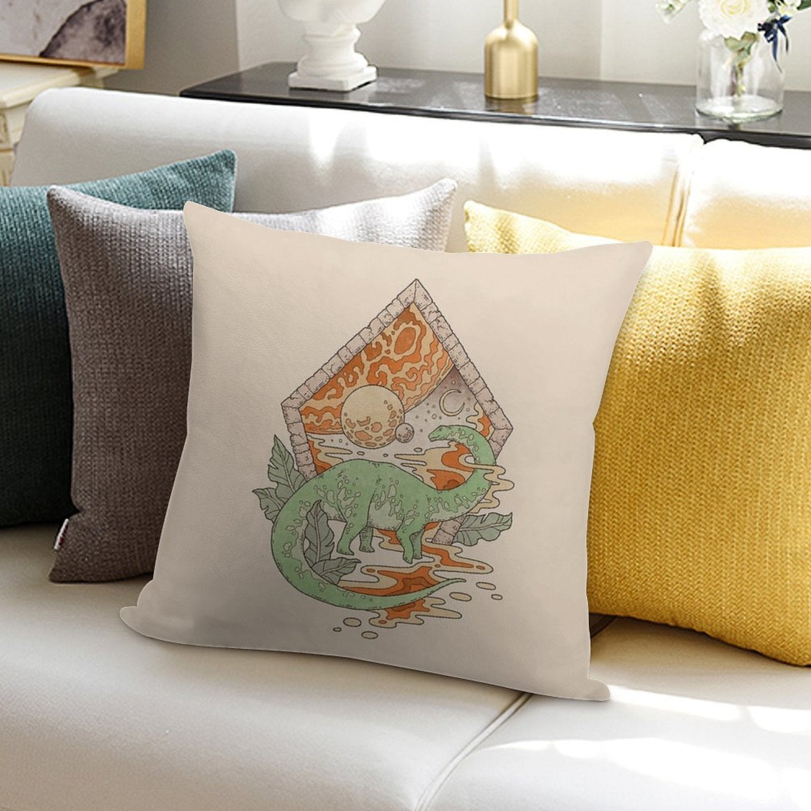 Aeon Archway Apatosaurus  Dinosaur Sci-Fi Space Art Soft Warmth Comfort Throw Pillow