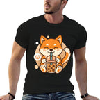 Cute Shiba Inu Dog Bubble Boba Tea Anime Kawaii Neko Gift  Relaxed-fit T-Shirt