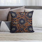 Chinese Peonies with Acanthus Leaves Floral Pattern in Orange And Black Soft Shrink-Resistant Throw Pillow
