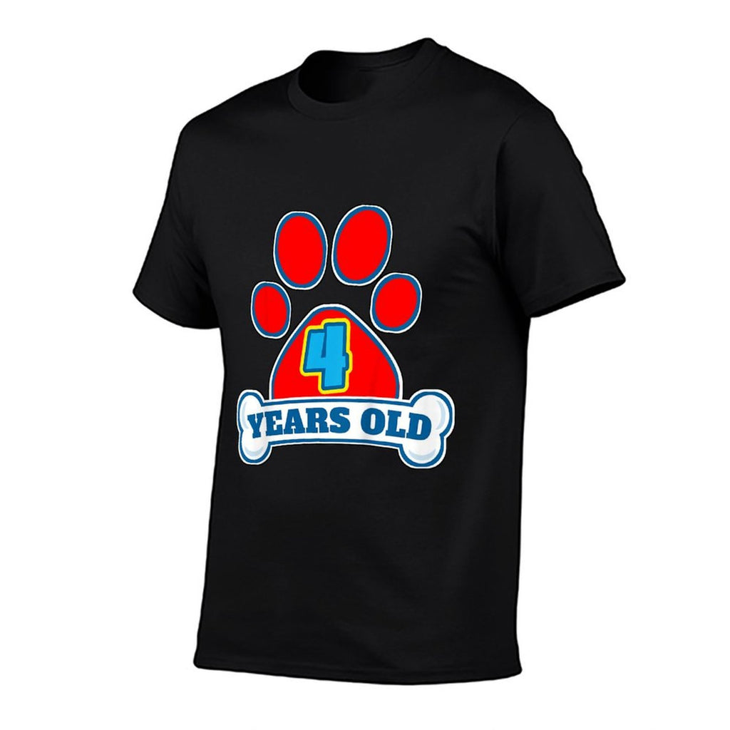 4 Year Old 4th Birthday Paw Themed Party Gift Boys Girls  Breathable T-Shirt