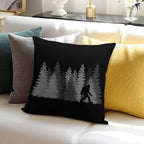 Bigfoot Silhouette In The Forest Wilderness Soft Decorative Cover Throw Pillow