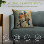 Eastern Bluebird Watercolor Soft Washable Throw Pillow