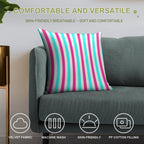 Pastel Pink Blue Stripes Soft Shrink-Resistant Throw Pillow