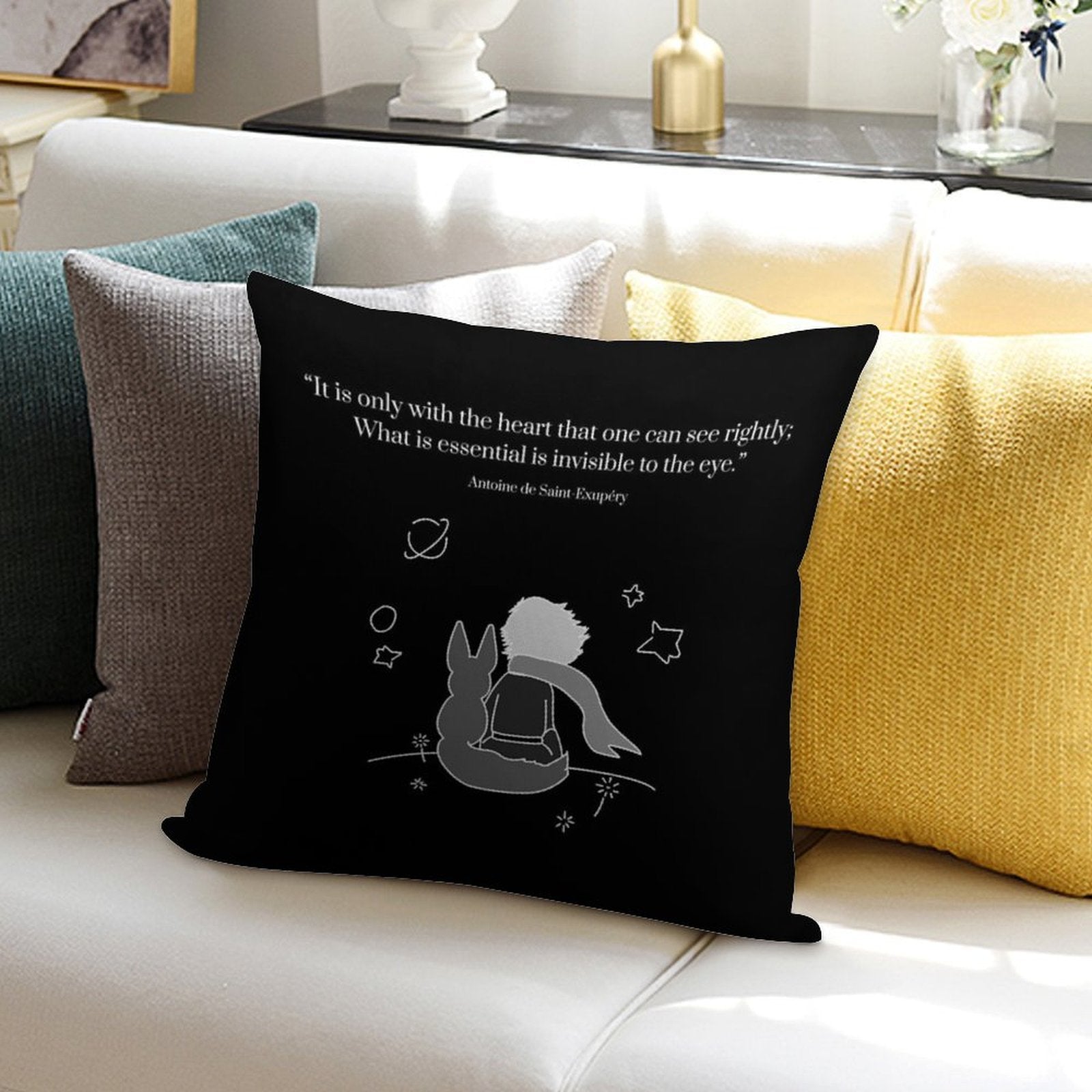 THE LITTLE PRINCE (black And White) Soft Fade-Resistant Throw Pillow