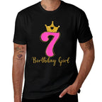 7th Birthday Girls 7 Seven Years Old Birthday Party Kids  Tagless Design T-Shirt