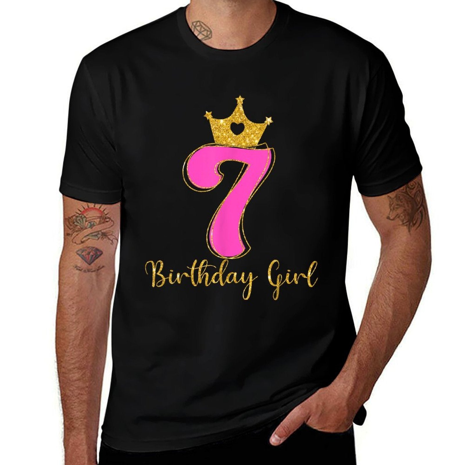 7th Birthday Girls 7 Seven Years Old Birthday Party Kids  Tagless Design T-Shirt