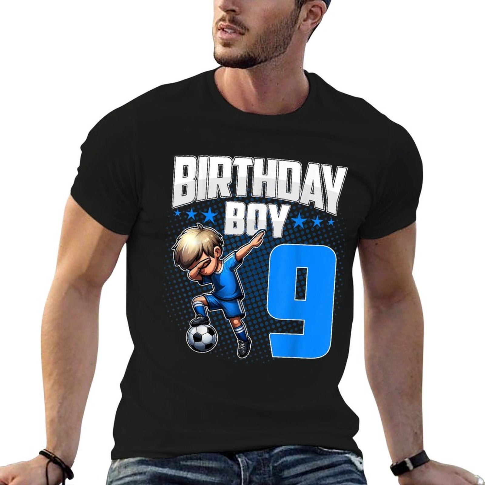 9th Birthday Boy Soccer Dabbing - 9 Years Old Boy Birthday  Affordable Price T-Shirt