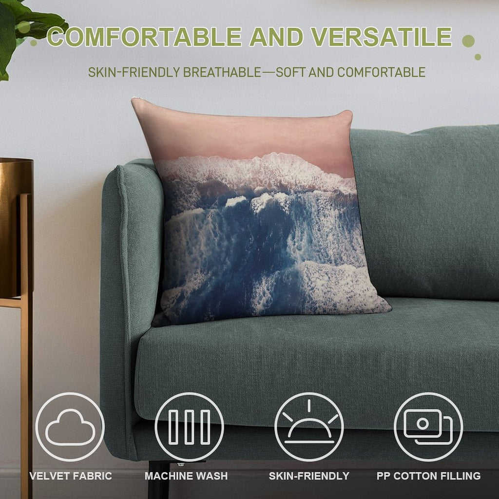 Pink Sand Beach Soft Decorative Cover Throw Pillow