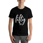 50th Birthday Fifty AF Premium  Ribbed Collar T-Shirt