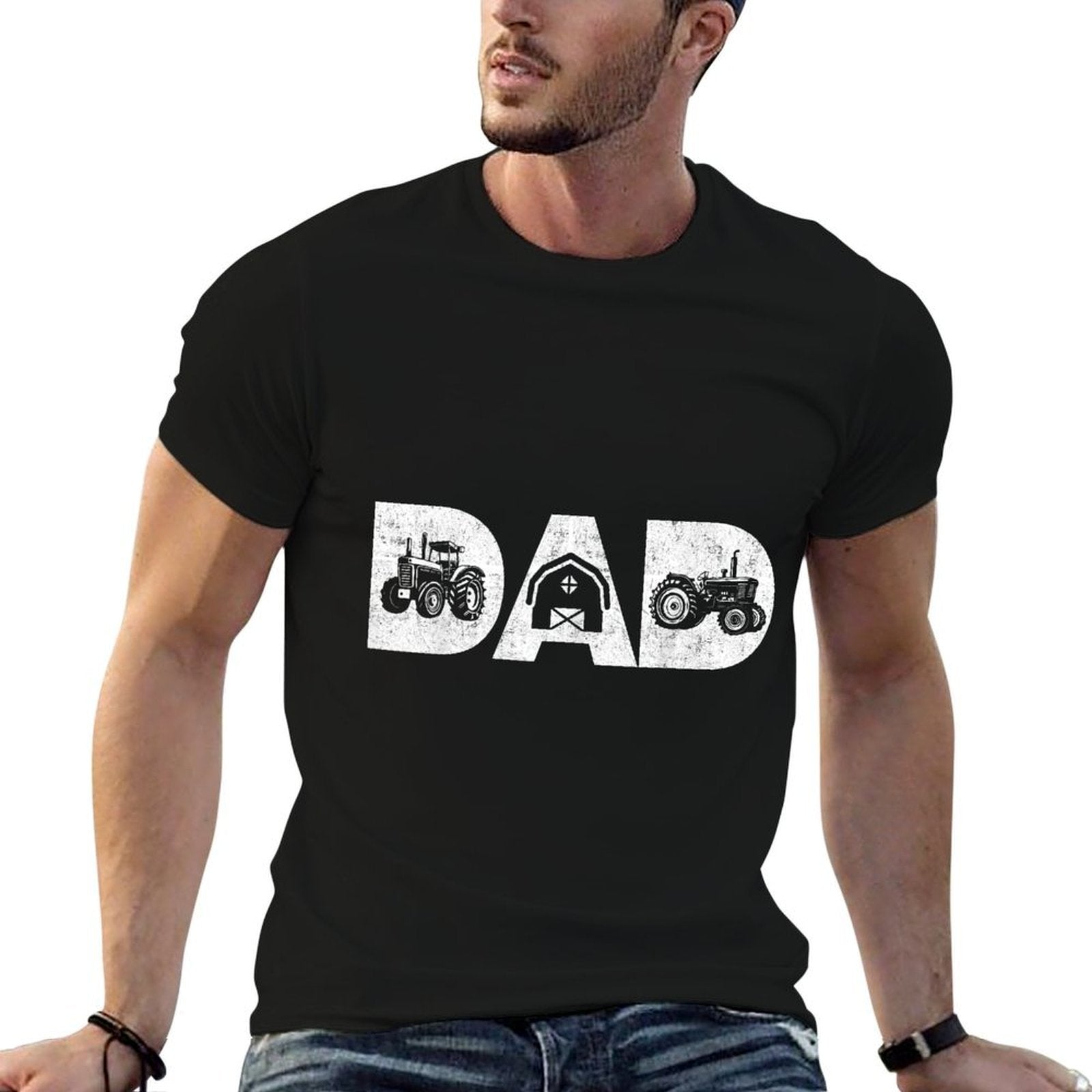 Mens Vintage Farming Father Farm Lover Farmer Daddy Tractor Dad  Polyester Blend T-Shirt