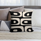 Mid Century Modern Piquet Abstract Pattern Black And Almond Cream Soft Gift Ready Throw Pillow