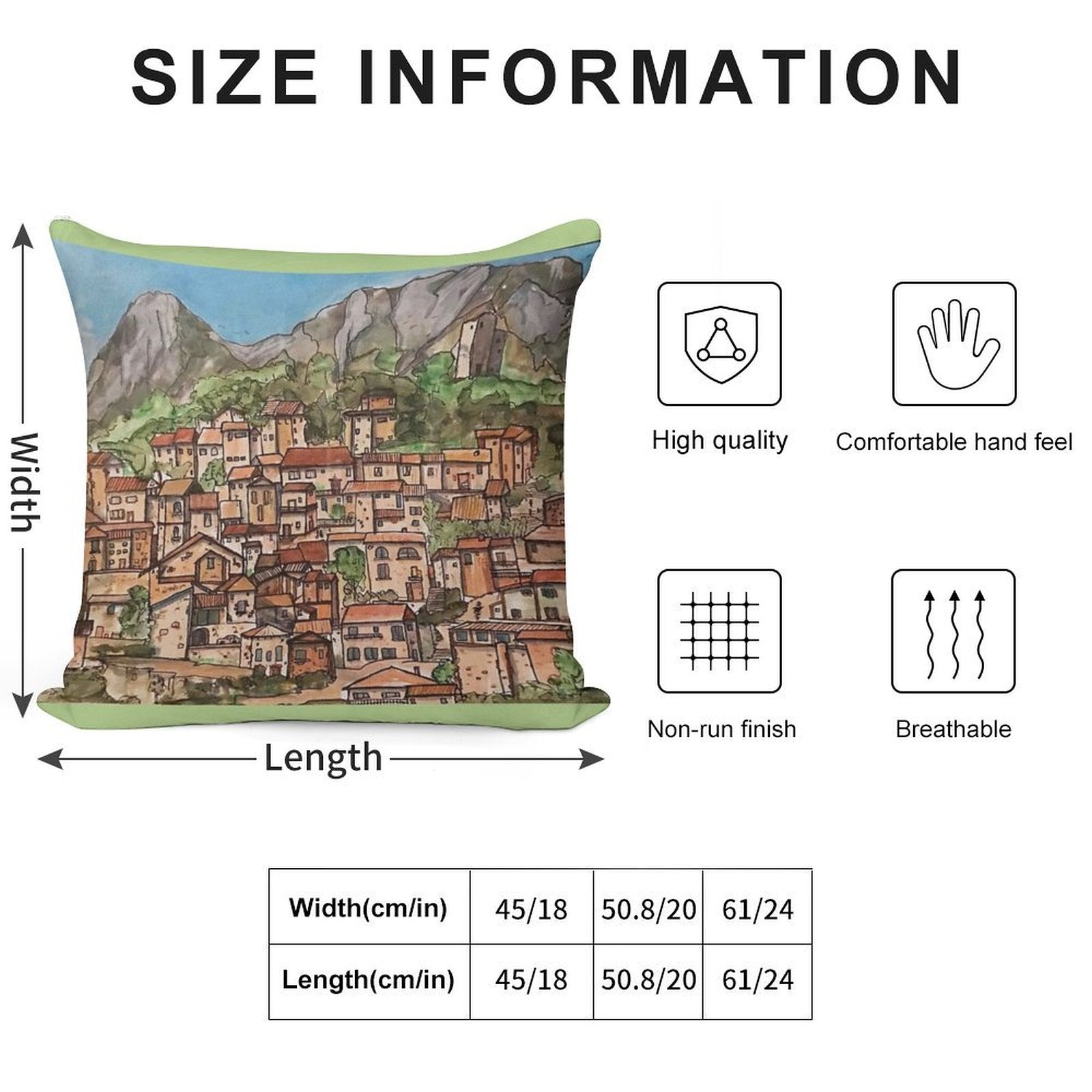 Italian Village Soft Anti-Pilling Throw Pillow