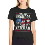 Im A Dad Grandpa And Veteran Funny Retro Papa Grandpa Gifts  Polyester Blend T-Shirt