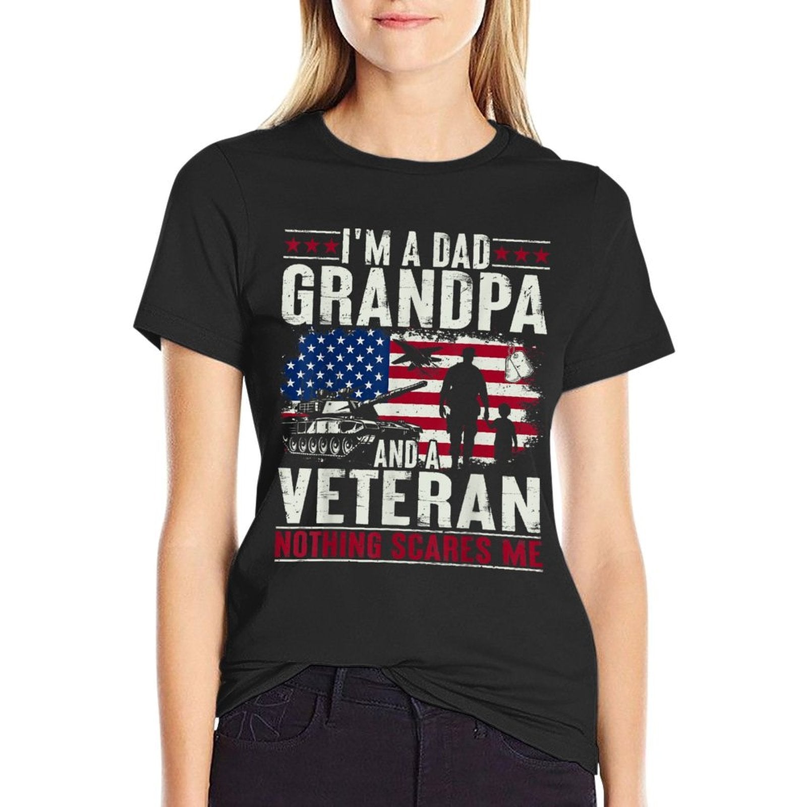 Im A Dad Grandpa And Veteran Funny Retro Papa Grandpa Gifts  Polyester Blend T-Shirt