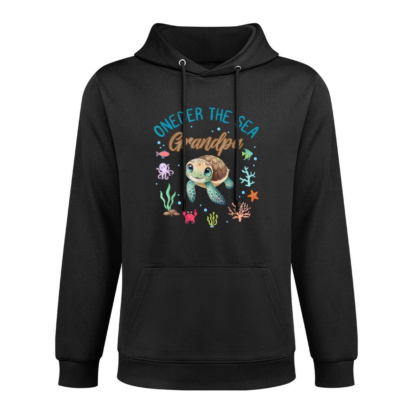 Oneder The Sea Grandpa Sea Turtle Theme Matching Family Breathable Fabric Hoodie