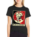 My Cat Is A Communist Vintage Political Satire Meme Men Women Kids  Lightweight T-Shirt