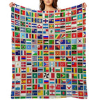 Flags of The World All Countries Nations  - Beige Compact Throw Blanket