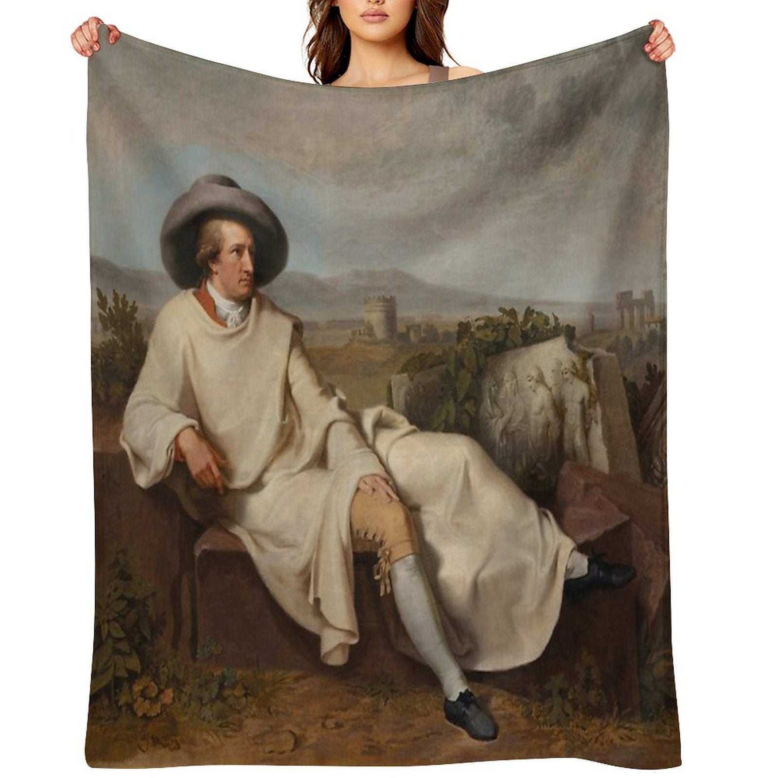 Johann Heinrich Wilhelm Tischbein, Goethe in The Roman Campagna Travel-friendly Throw Blanket