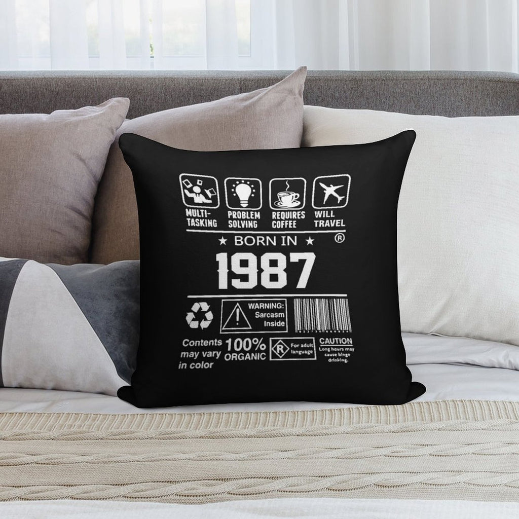1987 Birthday Party Organic Soft Home Decor Throw Pillow