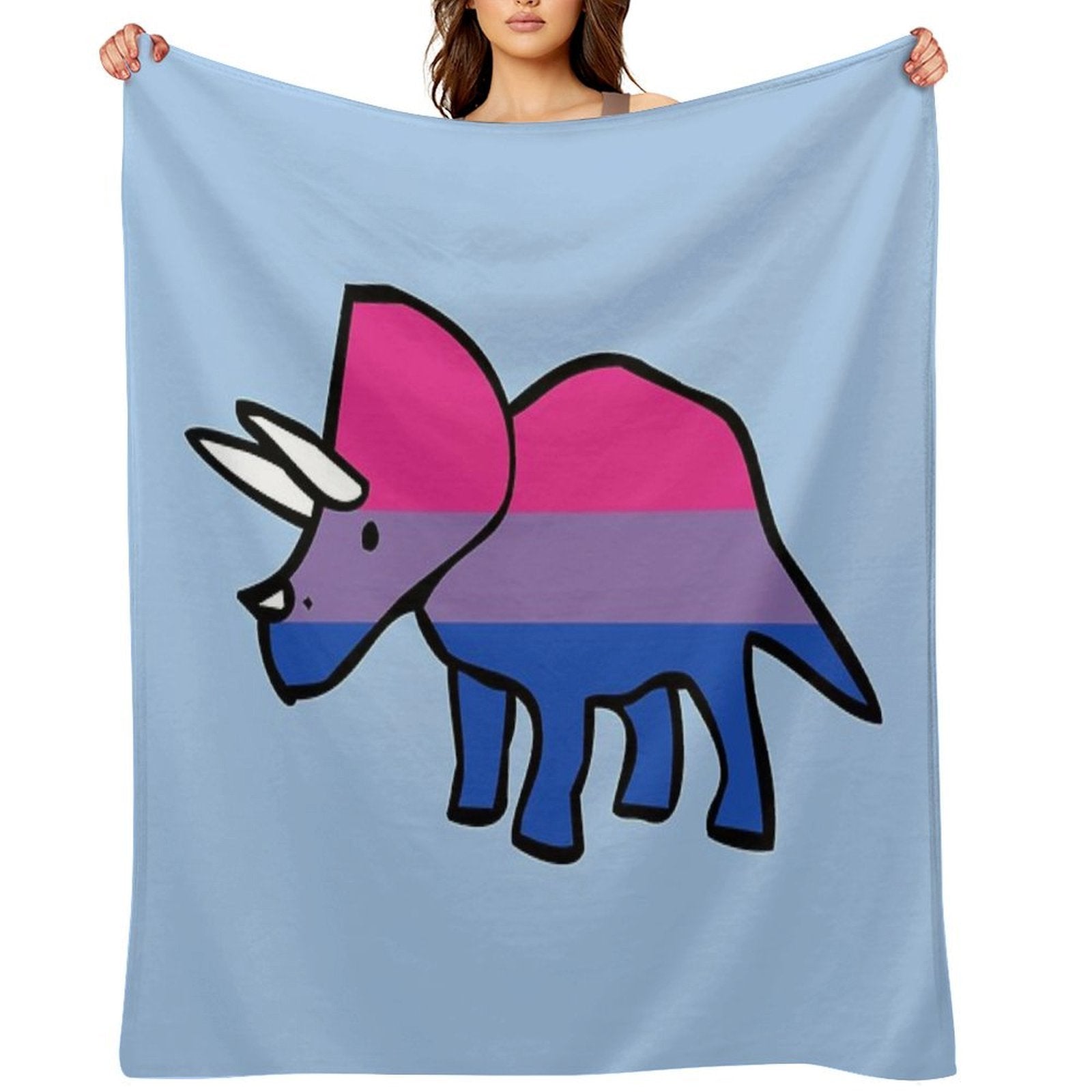 Biceratops (Bisexual Triceratops) Plush Throw Blanket