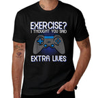 Gamer Exercise Thought Extra Lives Funny Gaming Men Boys Kid  Breathable T-Shirt