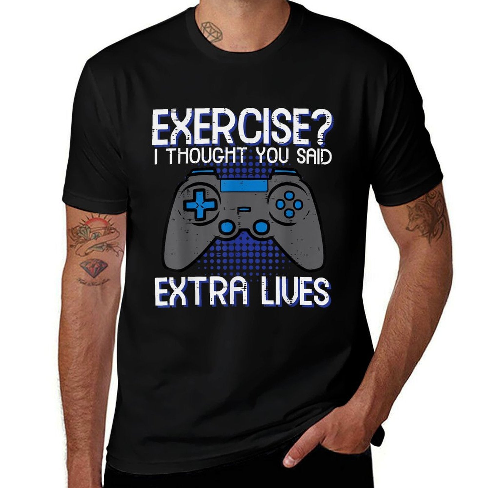 Gamer Exercise Thought Extra Lives Funny Gaming Men Boys Kid  Breathable T-Shirt