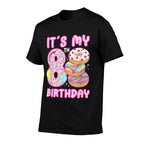 8th Donut Themed Birthday Eight Year Old Girl Donuts  Relaxed-fit T-Shirt