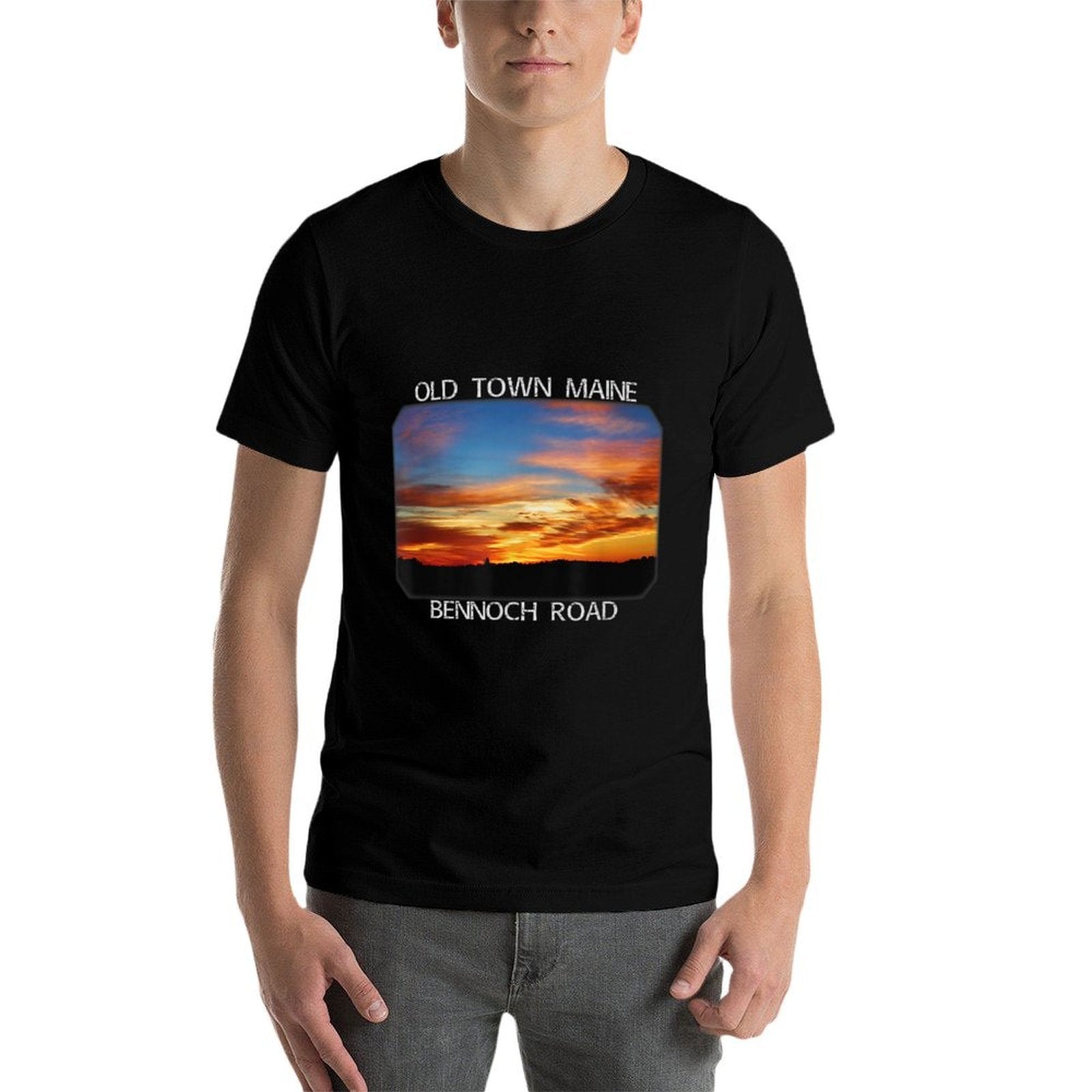 Old Town, Maine Magic Hour Early Morning Twilight Sky  High-quality Stitching T-Shirt