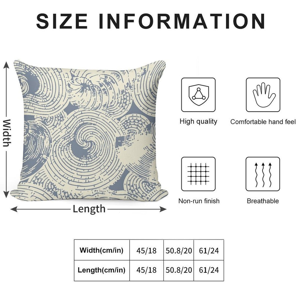 Shells And Swirls, Cool Gray And Cream Soft Washable Throw Pillow