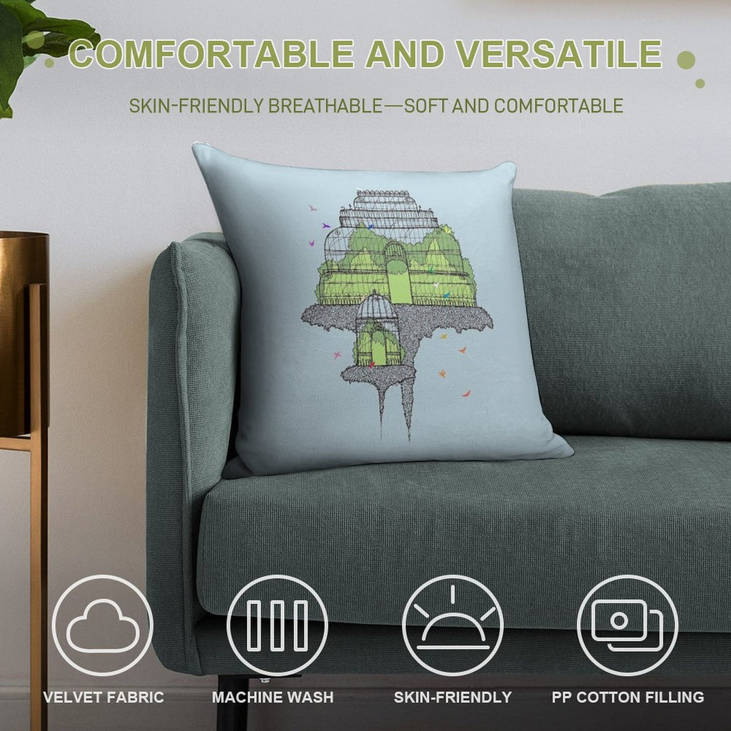 Botanical Gardens Soft Short Plush Fabric Throw Pillow