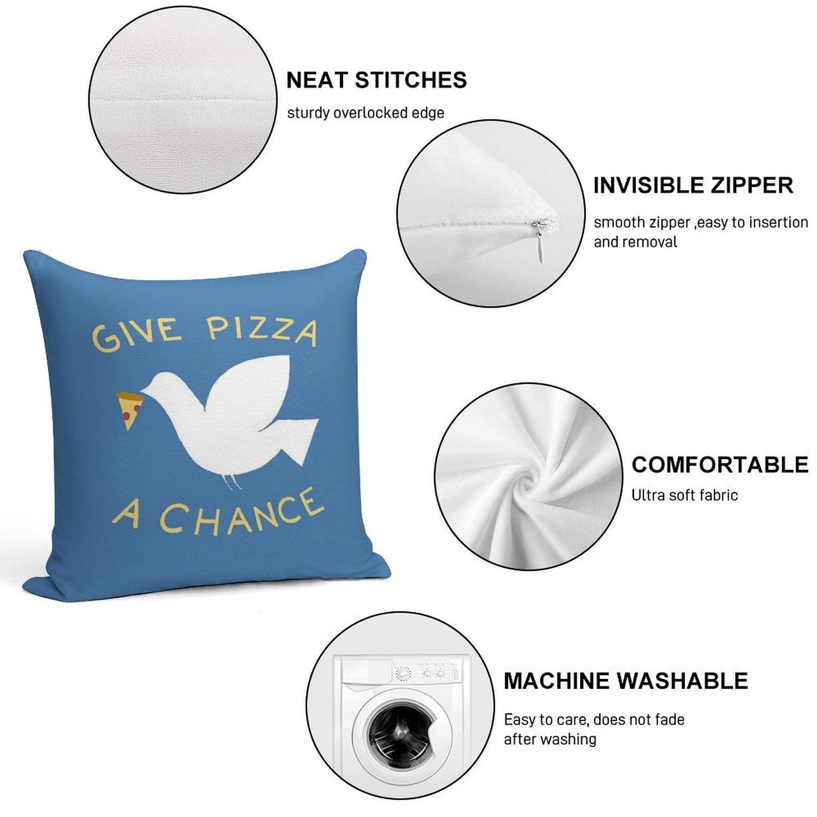 War & Pizza Soft Gift Ready Throw Pillow