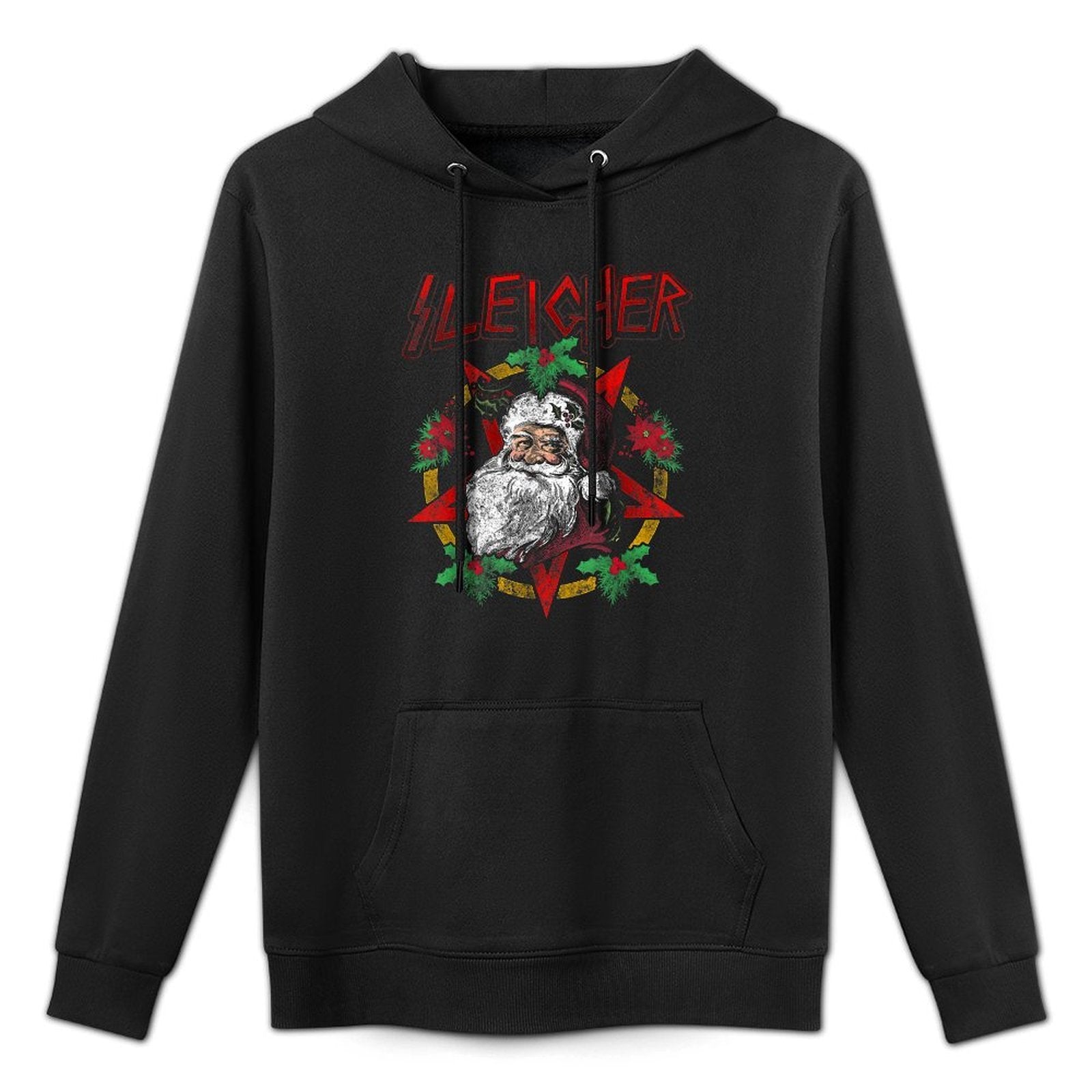 Sleigher - Heavy Metal Santa Claus - Christmas Xmas Gift Cotton-Polyester Blend Hoodie